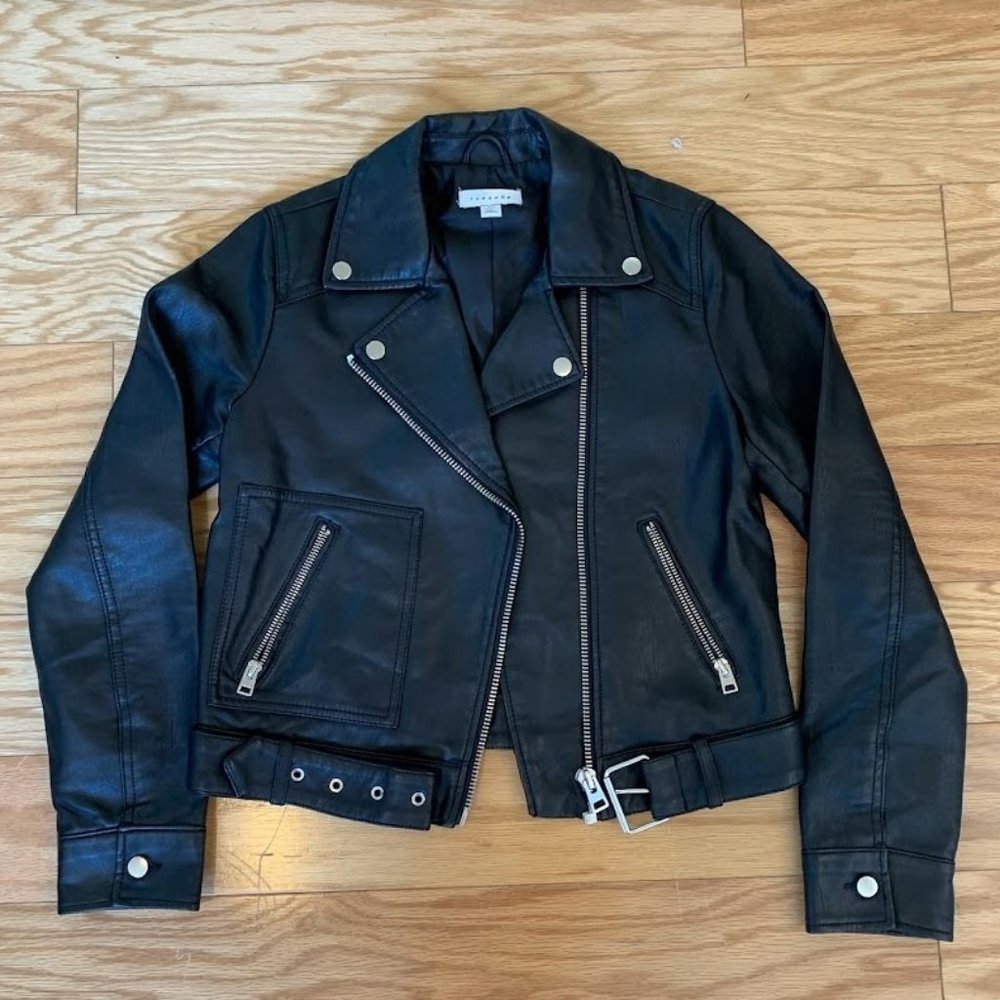 Topshop Faux Leather Biker Jacket